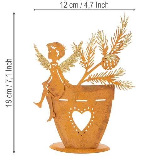Porta-velas natalino, decoração de anjo, decoração rústica, Ø8cm A18cm | Floristik24.pt