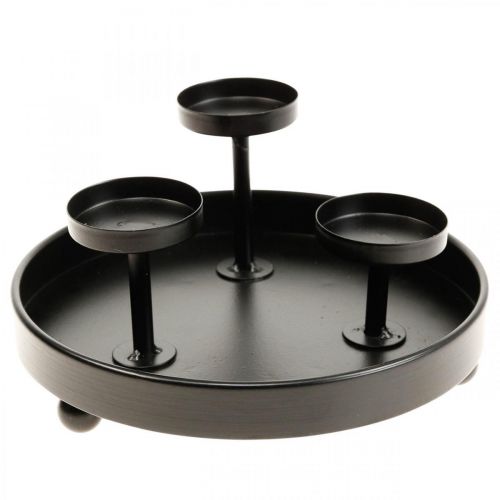 Floristik24 Porta velas vidro furacão metal preto Ø19cm A18cm