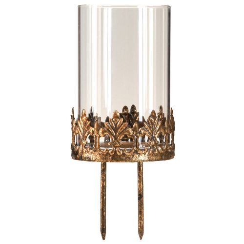 Floristik24 Porta-velas com vidro para conectar em ouro antigo Ø5,5cm 4 peças