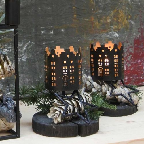 Floristik24 Castiçal City Black Tealight Suporte para colar Ø8cm