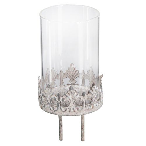 Floristik24 Porta-velas para conectar com vidro de vela cinza Ø5,5cm 4 unidades