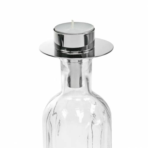 Floristik24 Porta-velas para garrafas de prata Ø7,5cm A6cm