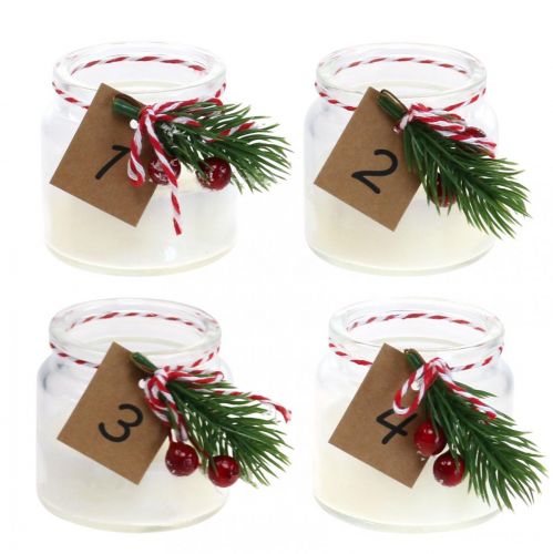 Floristik24 Porta velas de vidro Advent castiçal jarra Ø6cm 4uds