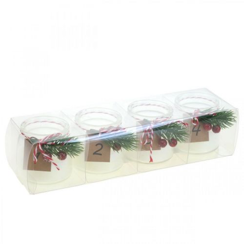 Floristik24 Porta velas de vidro Advent castiçal jarra Ø6cm 4uds