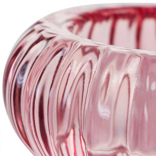 Itens Castiçal Tealight Castiçal de vidro redondo rosa Ø8cm A3,5cm