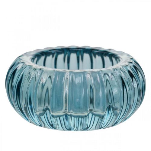 Castiçal de vidro Castiçal de vidro redondo azul Ø8cm A3,5cm
