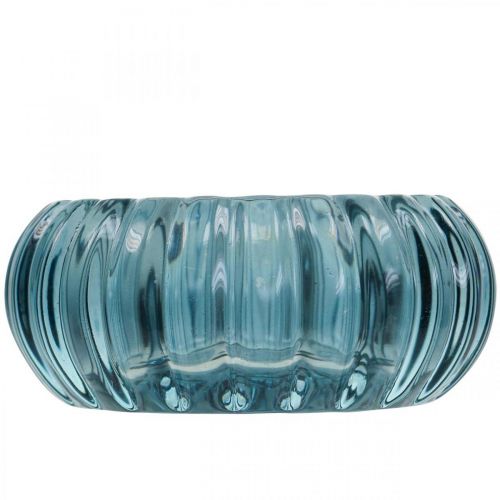 Floristik24 Castiçal de vidro Castiçal de vidro redondo azul Ø8cm A3,5cm