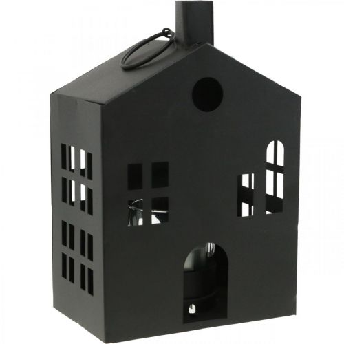 Floristik24 Suporte de luz de chá casa metal preto, casa de luz Ø4.4cm H18cm