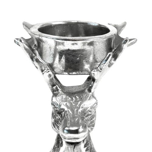 Floristik24 Suporte de tealight cabeça de veado prateado 8,5 cm