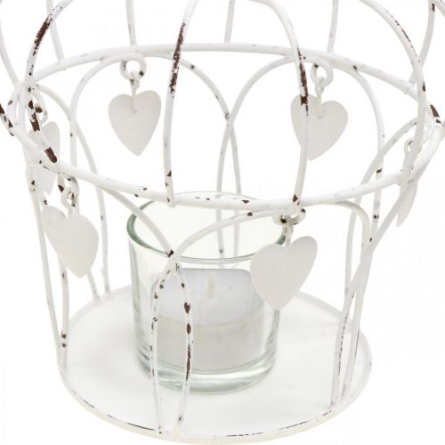 Floristik24 Porta velas coroa com corações shabby chic branco Ø14cm A22cm