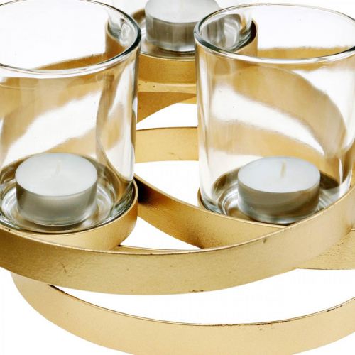Floristik24 Advent castiçal metal redondo dourado com 4 copos 34×26×18cm