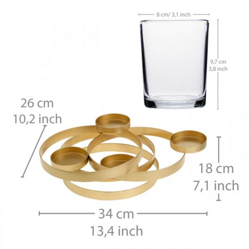 Floristik24 Advent castiçal metal redondo dourado com 4 copos 34×26×18cm