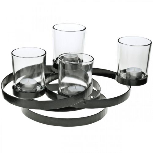 Floristik24 Castiçal do Advento em metal redondo preto 4 copos 34 × 26 × 18cm