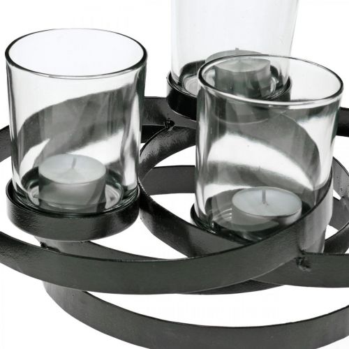 Floristik24 Castiçal do Advento em metal redondo preto 4 copos 34 × 26 × 18cm