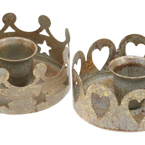 Floristik24 Suporte de vela de metal para velas cônicas lentes antigas de ouro Ø7cm 4 unidades