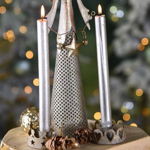Floristik24 Suporte de vela de metal para velas cônicas lentes antigas de ouro Ø7cm 4 unidades
