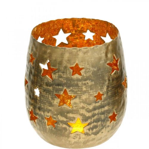 Floristik24 Porta-velas de decoração Advent com estrelas de metal dourado Ø8,5cm Alt.11cm