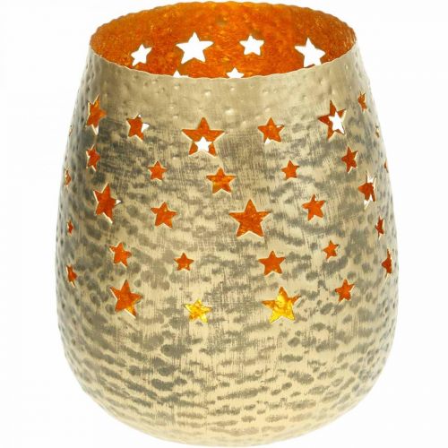 Itens Porta velas de decoração de Natal em metal com estrelas douradas Ø18cm Alt.20cm