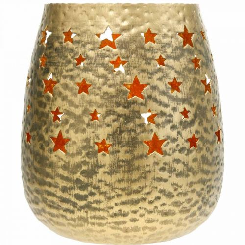 Floristik24 Porta velas de decoração de Natal em metal com estrelas douradas Ø18cm Alt.20cm
