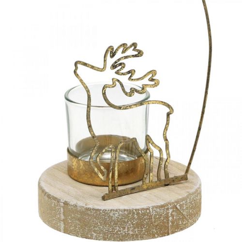 Itens Porta-velas de rena e metal poinsétia Ø10cm A24cm