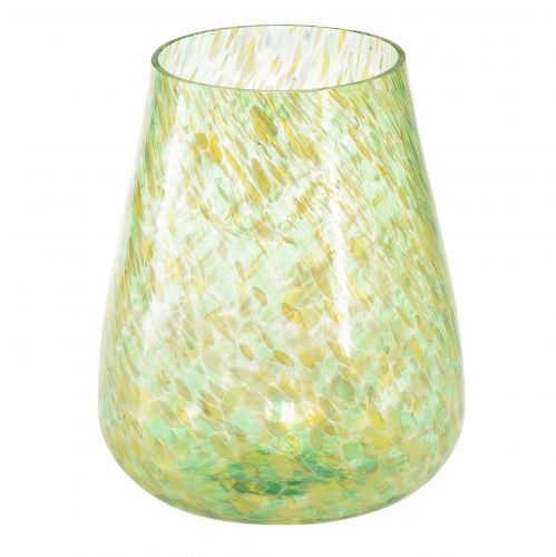 Lanterna porta-velas vidro amarelo verde Ø12cm Alt.14,5cm