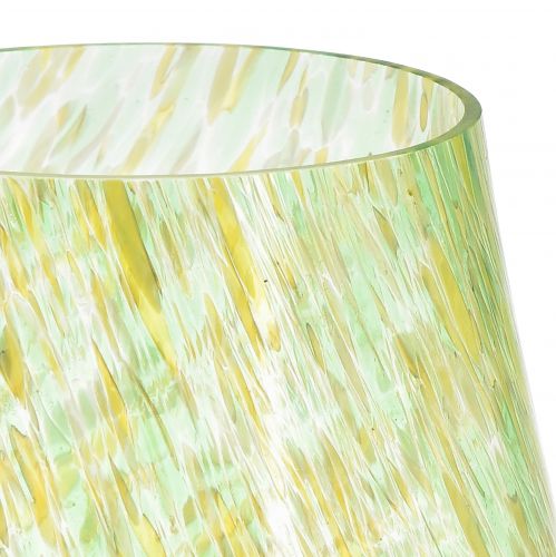 Itens Lanterna porta-velas vidro amarelo verde Ø12cm Alt.14,5cm