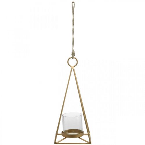 Floristik24 Lanterna pendurado castiçal de ouro para pendurar 15×15×38cm