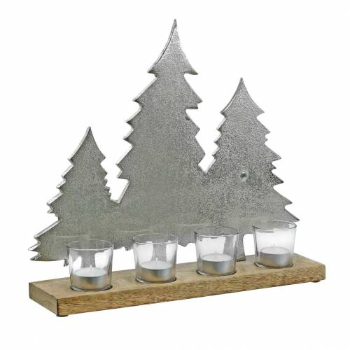 Suporte para tealight Tannen Mango, metal prata 38 × 34cm 4 copos tealight