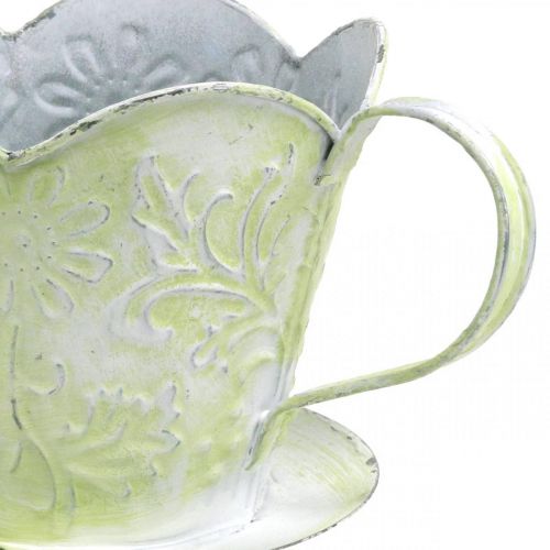 Itens Floreira, porta filtro de café decorativo, copo de metal para plantar, decoração floral verde, branco shabby chic A11cm Ø11cm