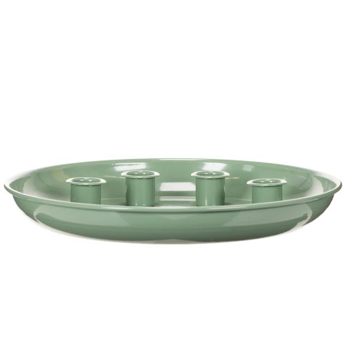 Prato para vela Coroa do Advento verde com quatro suportes para velas de 24 cm | Floristik24.pt