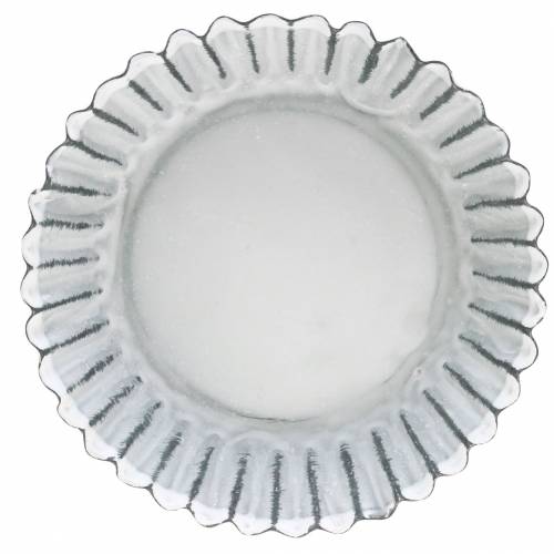 Floristik24 Placa decorativa assadeira de zinco branco Ø10cm H2cm