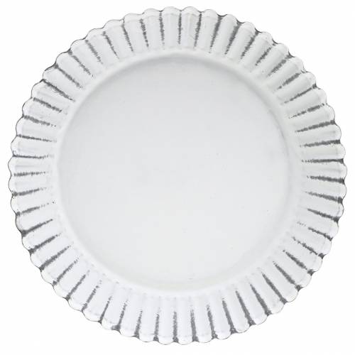 Floristik24 Placa decorativa assadeira de zinco branco Ø15cm H2cm