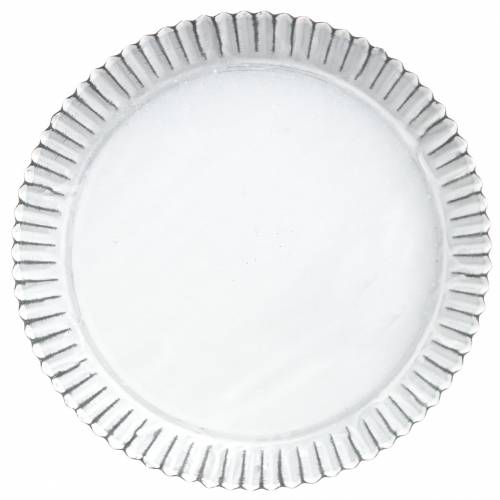 Floristik24 Placa decorativa assadeira de zinco branco Ø19,5cm H2cm