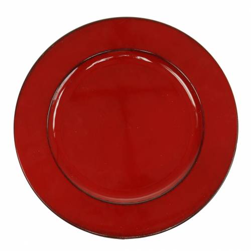 Itens Prato decorativo vermelho/preto Ø22cm