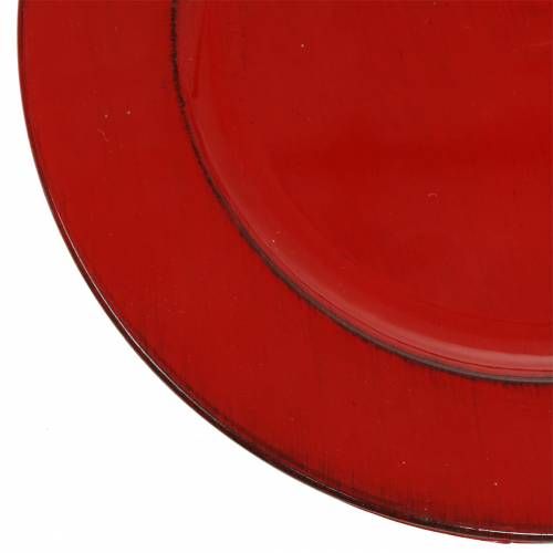 Itens Prato decorativo vermelho/preto Ø22cm