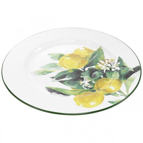 Itens Prato decorativo, mediterrâneo, prato de metal com ramo de limão Ø34cm