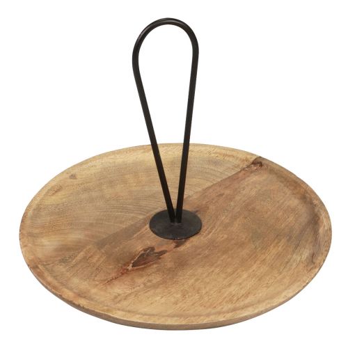 Floristik24 Bandeja decorativa de madeira placa decorativa de madeira com alça Ø30cm Alt.24cm