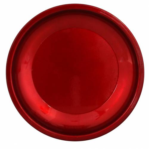 Itens Placa decorativa em metal vermelho com efeito esmalte Ø23cm