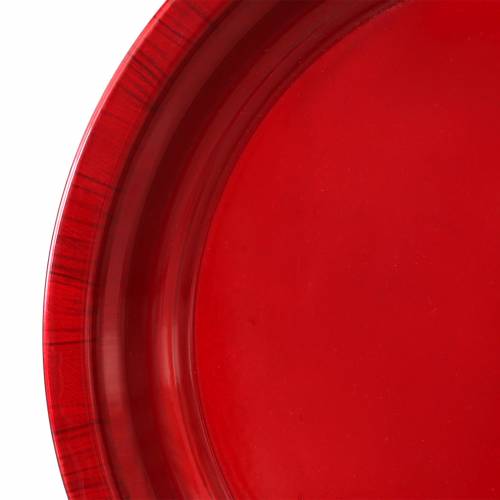 Itens Prato decorativo em metal vermelho com efeito esmalte Ø30cm