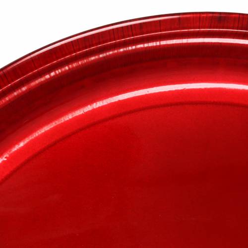 Floristik24 Prato decorativo em metal vermelho com efeito esmalte Ø50cm