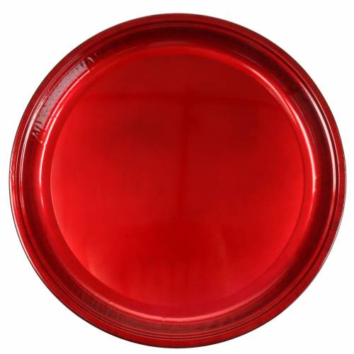 Floristik24 Prato decorativo em metal vermelho com efeito esmalte Ø50cm