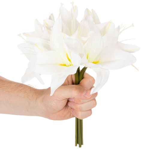 Flores artificiais de lírio-tigre branco para vasos e arranjos, ramo de 29 cm com 6 unidades. | Floristik24.pt