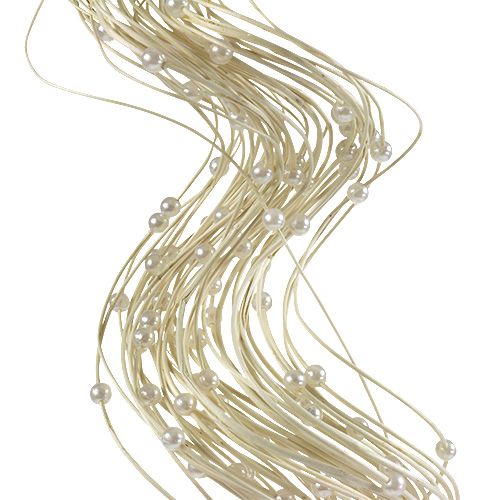 Floristik24 Ting Ting Curly com pérolas 60cm branqueadas 40 un