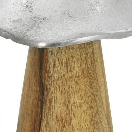 Floristik24 Decoração de mesa deco cogumelo metal madeira prateado cogumelo de madeira H10cm