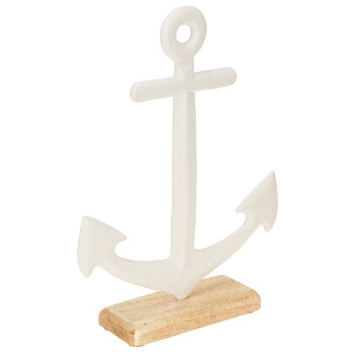 Floristik24 Decoração de Mesa Âncora Marítima sobre Base Branco Natural 20x5x26cm