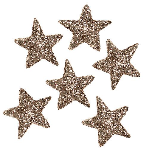 Floristik24 Decoração de mesa estrela mica champanhe 1,5cm 144p