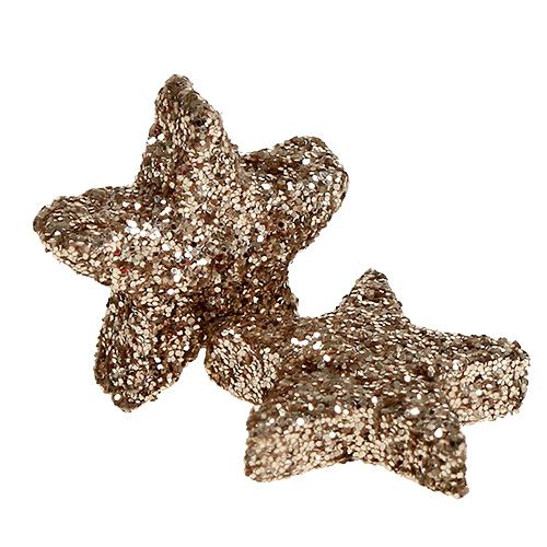 Floristik24 Decoração de mesa estrela mica champanhe 1,5cm 144p