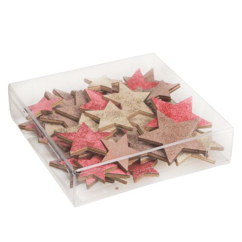Itens Decoração de mesa estrelas madeira Natal 3 cores Ø3–5cm 48 unidades