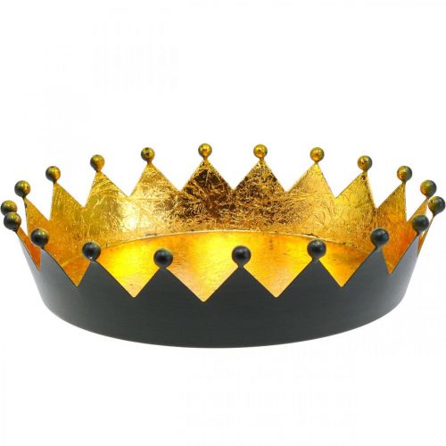 Itens Decoração de mesa coroa de natal ouro preto Ø25.5cm H6cm