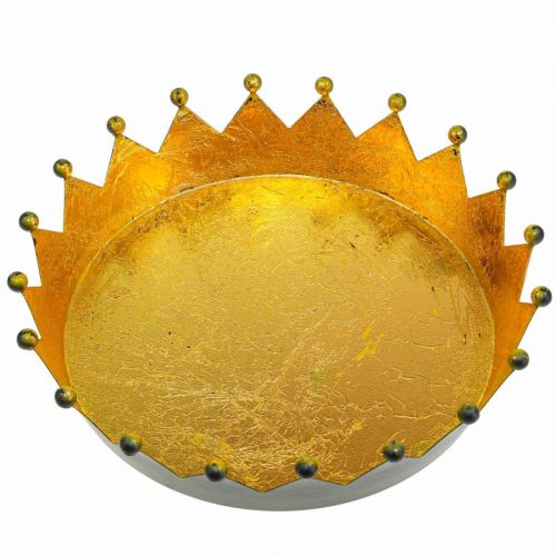 Floristik24 Decoração de mesa coroa de natal ouro preto Ø16,5cm Alt.6cm
